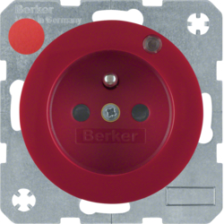 6765092022 Zásuvka s ochranným kolíkem a signalizační LED,  R.1/R.3, červená lesk