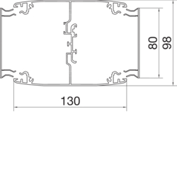 Product Cross Section Complete Oboustranný pilířek DA 200-80 pro standardní přístroje, uchycení pomocí třmenu hliník