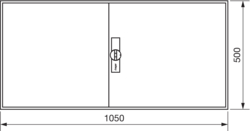 Product Drawing Nástěnné rozvaděče IP44, prázdné s dveřmi, výšky 500 mm ocel