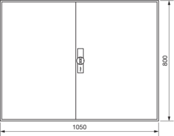 Product Drawing Nástěnné rozvaděče IP44, prázdné s dveřmi, výšky 800 mm ocel