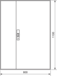 Product Drawing Nástěnné rozvaděče IP44, prázdné s dveřmi, výšky 1100 mm ocel