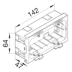 Product Drawing Přístrojová krabice 2-násobná, PA bezhalogenová Polyamid (PA)