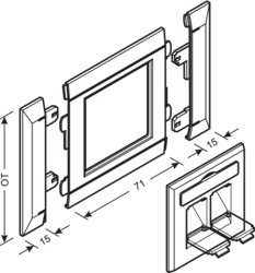 Product Drawing Přístrojové rámečky pro datové a telefonní zásuvky, PVC a PC/ABS bezhalogenové PVC