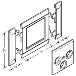 Product Drawing Přístrojové rámečky pro TV-R-SAT zásuvky, PVC a PC/ABS bezhalogenové bezhalogenový PC-ABS