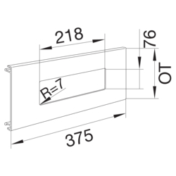 Product Drawing Přístrojové víko, 3-násobné (R=7) PVC