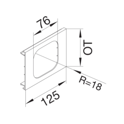 Product Drawing Přístrojové víko, 1-násobné (R=18) PVC