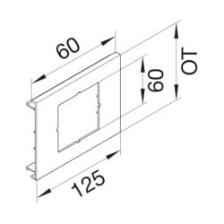 Product Drawing Přístrojové víko, 1-násobné, čtvercový otvor (a=60) PVC