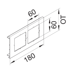 Product Drawing Přístrojové víko, 2-násobné, čtvercový otvor (a=60) PVC