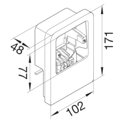 Product Drawing Přístrojová krabice pro dva přístroje 45x45 mm umělá hmota
