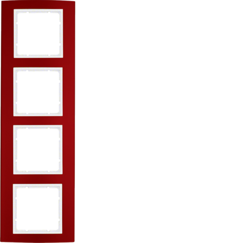 10143022 Rámeček,  4-násobný, B.3, Alu červená/bílá mat