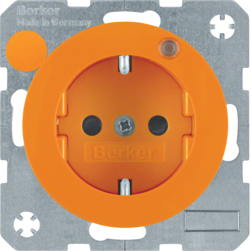 6765092007 Zásuvka s ochranným kolíkem a signalizační LED,  R.1/R.3, oranžová lesk