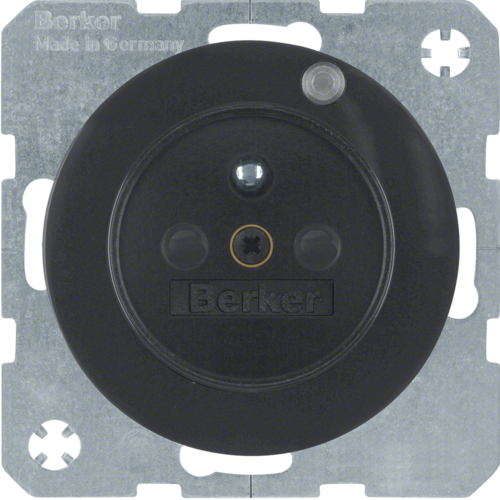6765092045 Zásuvka s ochranným kolíkem a signalizační LED,  R.1/R.3, černá lesk