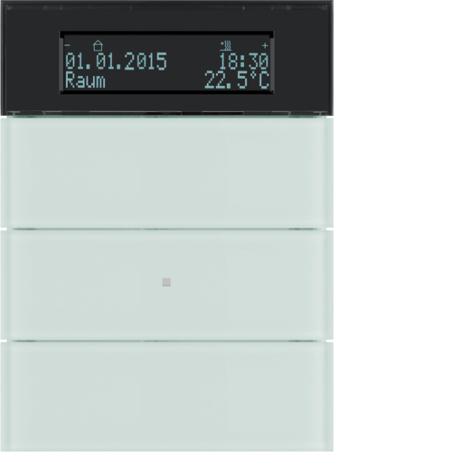 75663590 Senzor tlačítkový 3-násobný s termostatem a displejem B.IQ sklo,  bílá