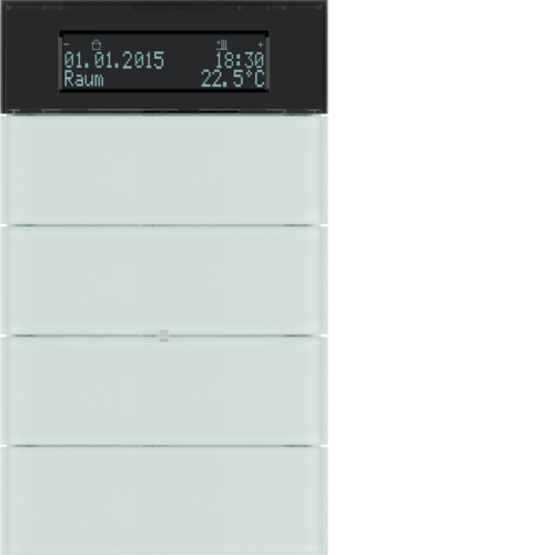 75664590 Senzor tlačítkový 4-násobný s termostatem a displejem B.IQ sklo,  bílá