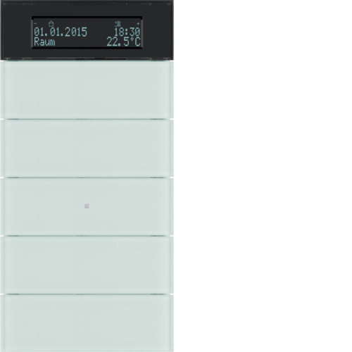 75665590 Senzor tlačítkový 5-násobný s termostatem a displejem B.IQ sklo,  bílá