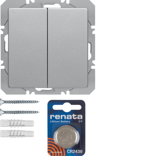 85656224 KNX RF tlačítko 2-násobné bateriové ploché, quicklink,  Q.x,  stříbrná sametová