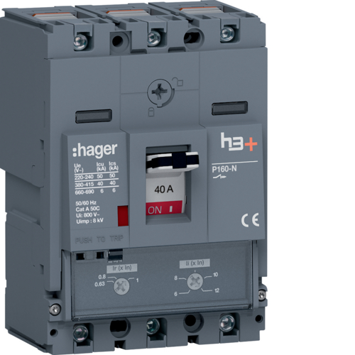 HNS040DC Kompaktní jistič h3+ P160 TM 40 kA,  3-pólový, In 40 A