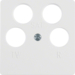 14841909 Středová deska pro anténní zásuvku se 4 otvory (Ankaro), bílá mat/sametová